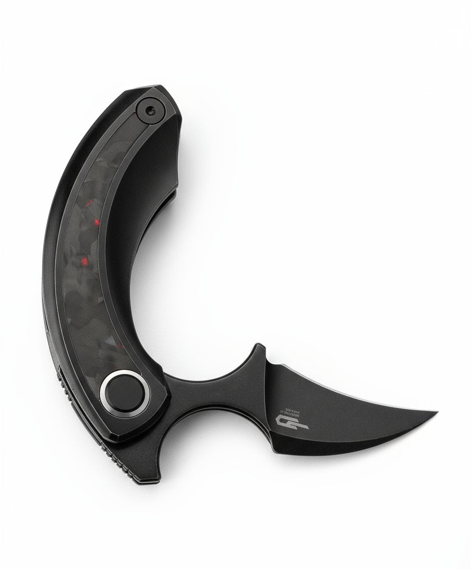 Bestech Strelit BT2103F M390 Blade Titanium+Black Red Marble Carbon Fiber Inlay Handle Frame Lock Folding Knife