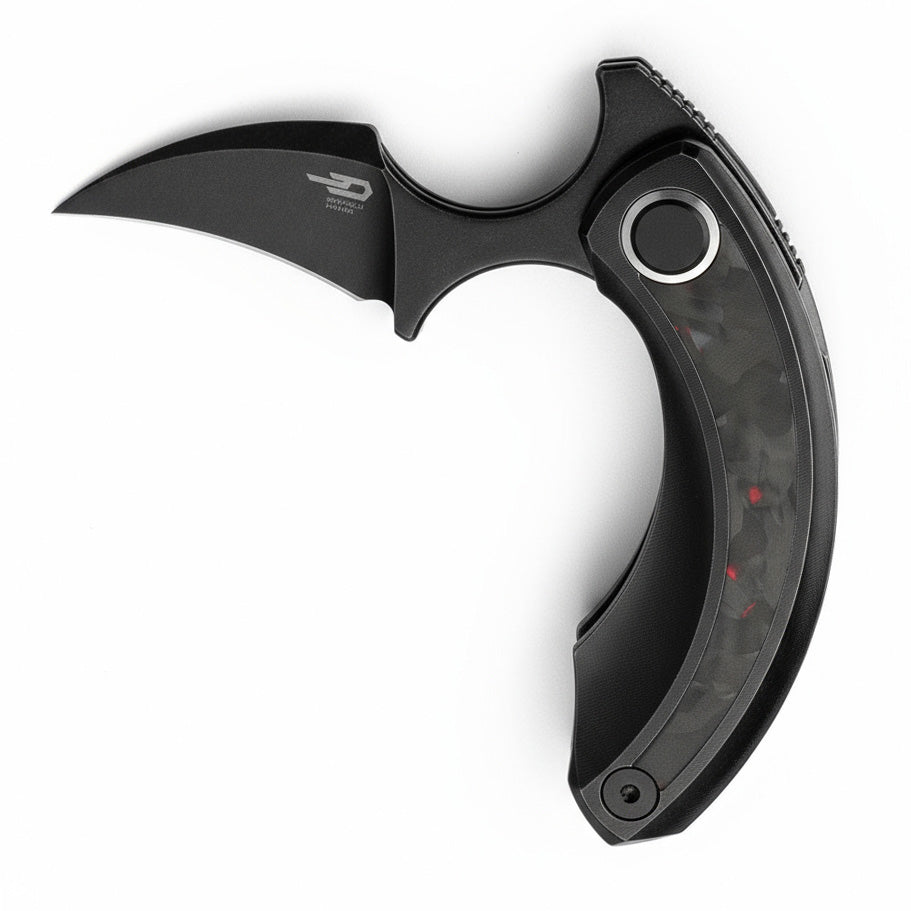 Bestech Strelit BT2103F M390 Blade Titanium+Black Red Marble Carbon Fiber Inlay Handle Frame Lock Folding Knife