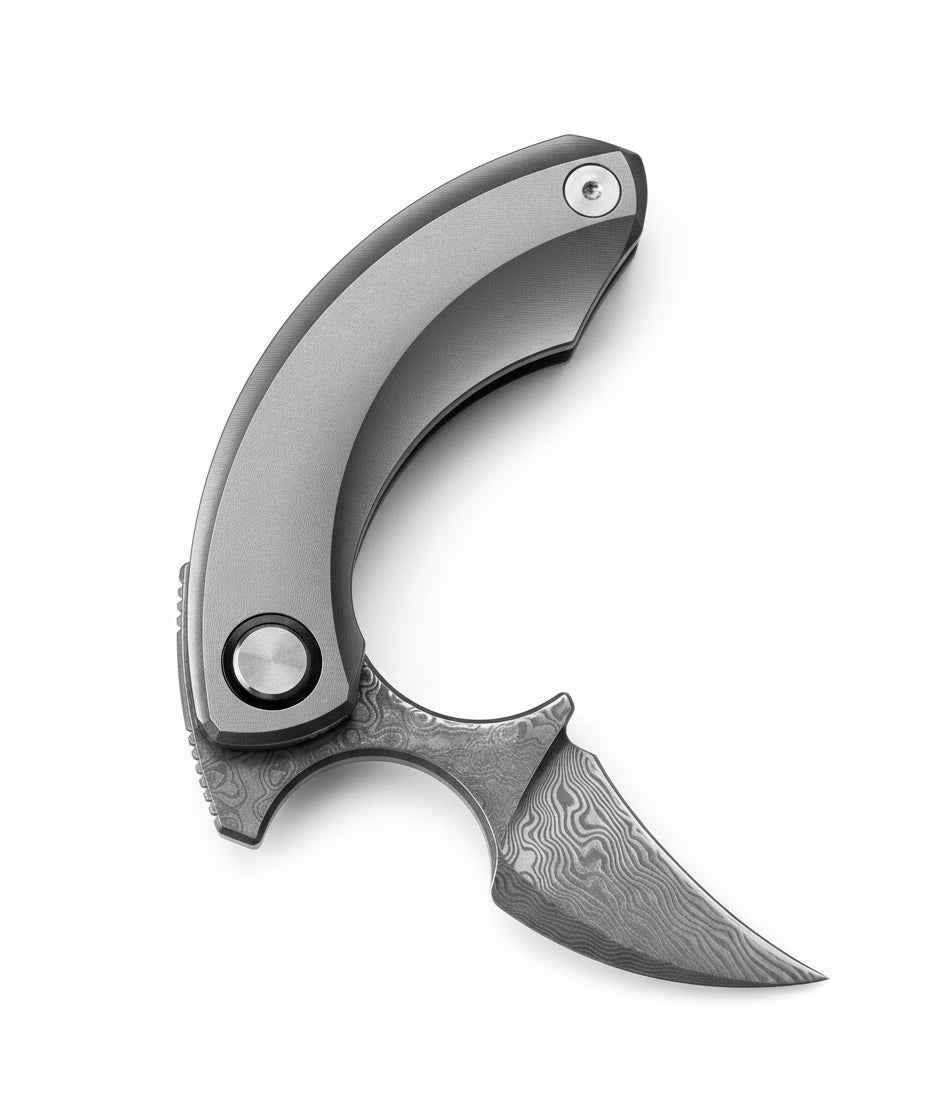 Bestech Strelit BT2103G Damascus Blade Titanium Handle Frame Lock Folding Knife