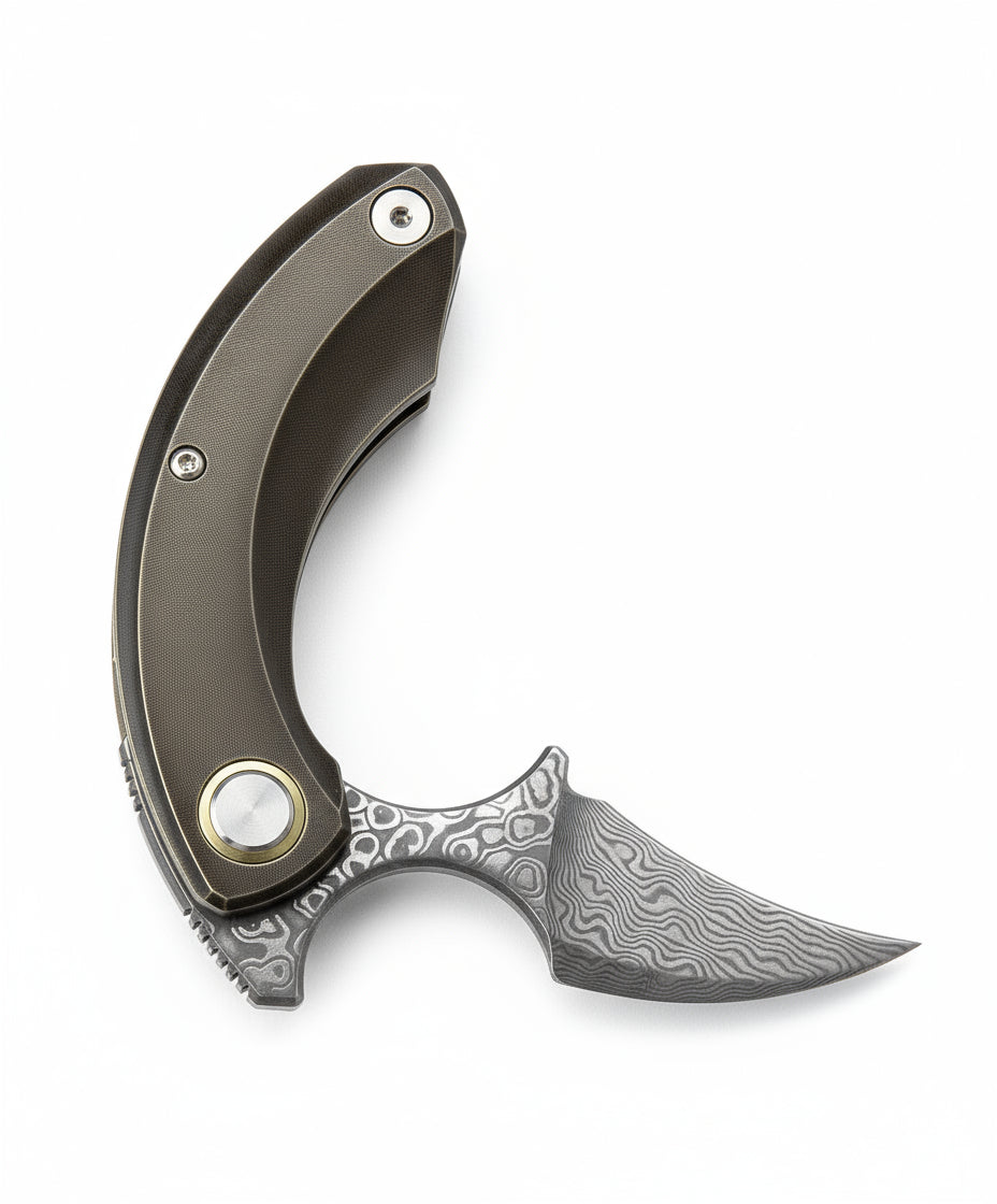 Bestech Strelit BT2103J Damascus Blade Titanium Handle Frame Lock Folding Knife