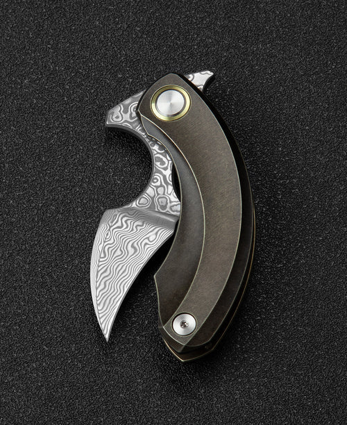 Bestech Strelit BT2103J Damascus Blade Titanium Handle Frame Lock Folding Knife