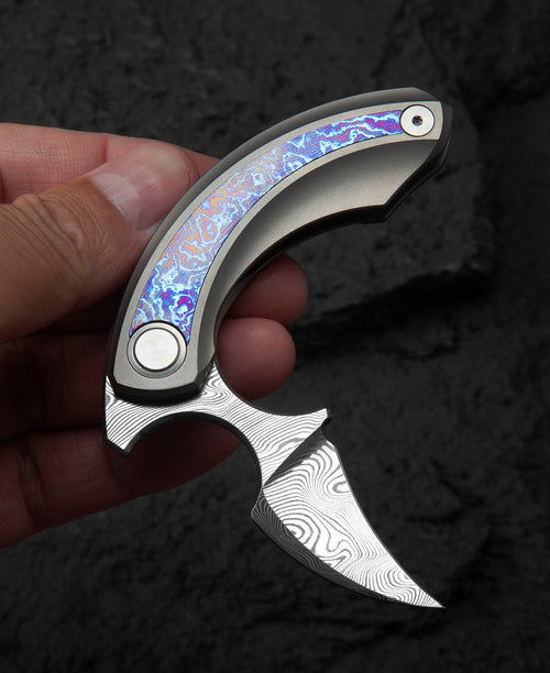 Bestech Strelit BT2103K Damasteel Blade Titanium+Timascus Handle Frame Lock Folding Knife