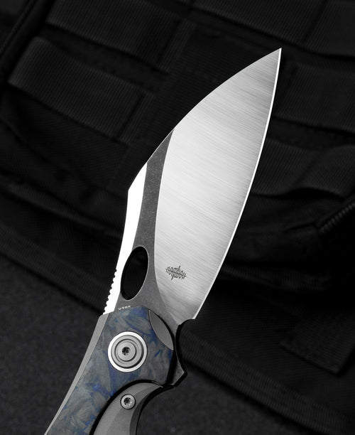Bestech Nogard BT2105A M390 Blade Titanium+Black Blue Marble Carbon Fiber Inlay Handle Frame Lock Folding Knife