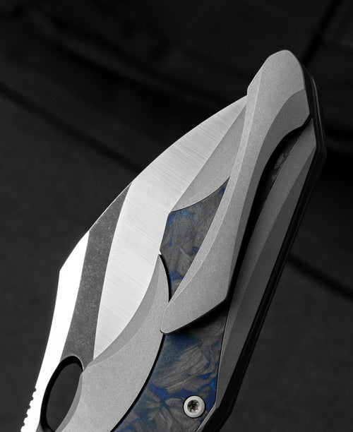 Bestech Nogard BT2105A M390 Blade Titanium+Black Blue Marble Carbon Fiber Inlay Handle Frame Lock Folding Knife