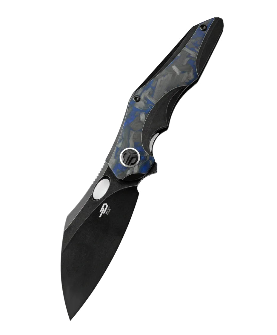 Bestech Nogard BT2105B M390 Blade Titanium+Black Blue Marble Carbon Fiber Inlay Handle Frame Lock Folding Knife