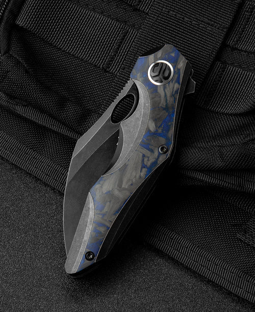 Bestech Nogard BT2105B M390 Blade Titanium+Black Blue Marble Carbon Fiber Inlay Handle Frame Lock Folding Knife