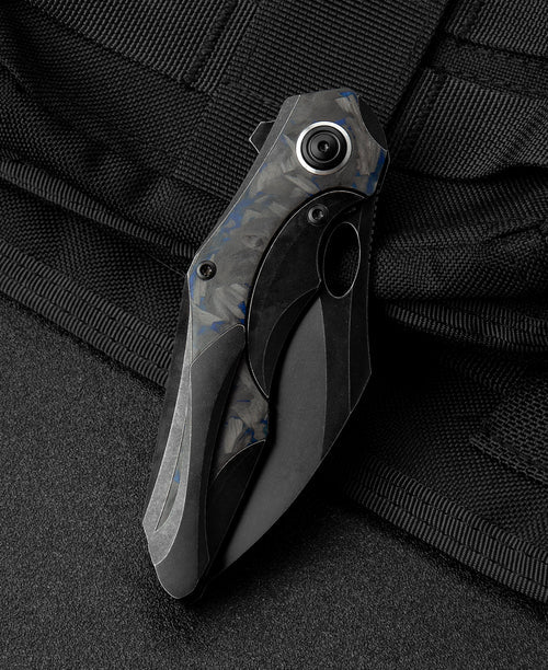 Bestech Nogard BT2105B M390 Blade Titanium+Black Blue Marble Carbon Fiber Inlay Handle Frame Lock Folding Knife