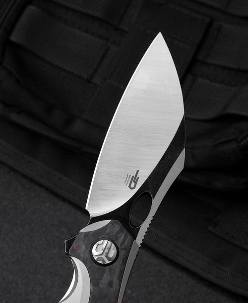 Bestech Nogard BT2105C M390 Blade Titanium+Black Red Marble Carbon Fiber Inlay Handle Frame Lock Folding Knife