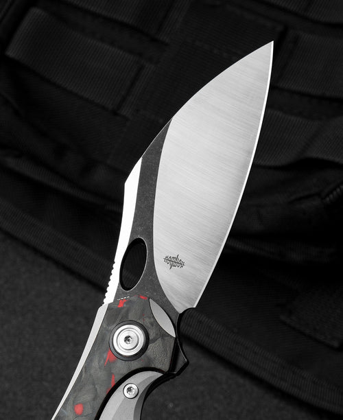 Bestech Nogard BT2105C M390 Blade Titanium+Black Red Marble Carbon Fiber Inlay Handle Frame Lock Folding Knife