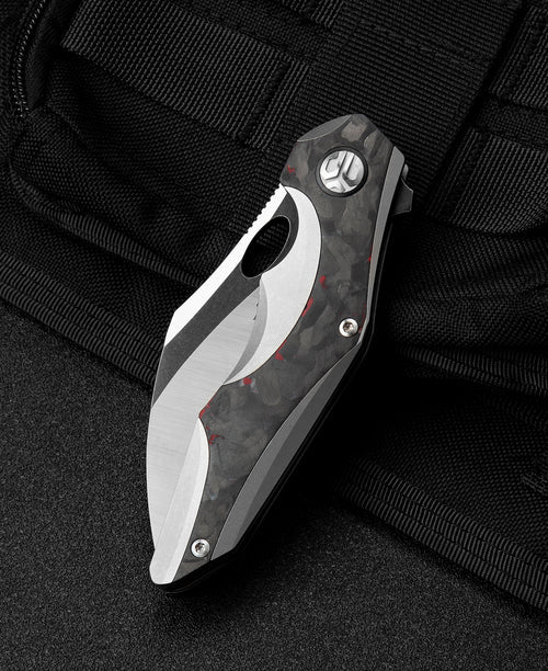 Bestech Nogard BT2105C M390 Blade Titanium+Black Red Marble Carbon Fiber Inlay Handle Frame Lock Folding Knife