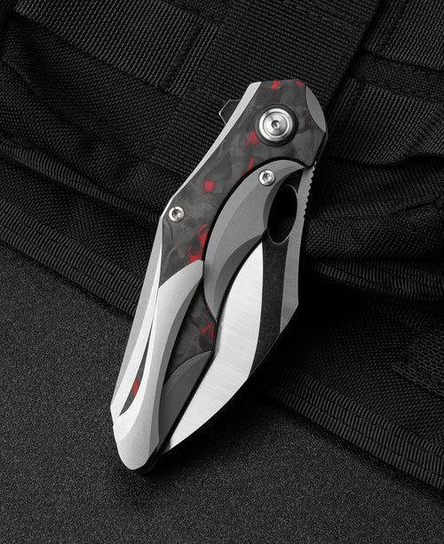 Bestech Nogard BT2105C M390 Blade Titanium+Black Red Marble Carbon Fiber Inlay Handle Frame Lock Folding Knife