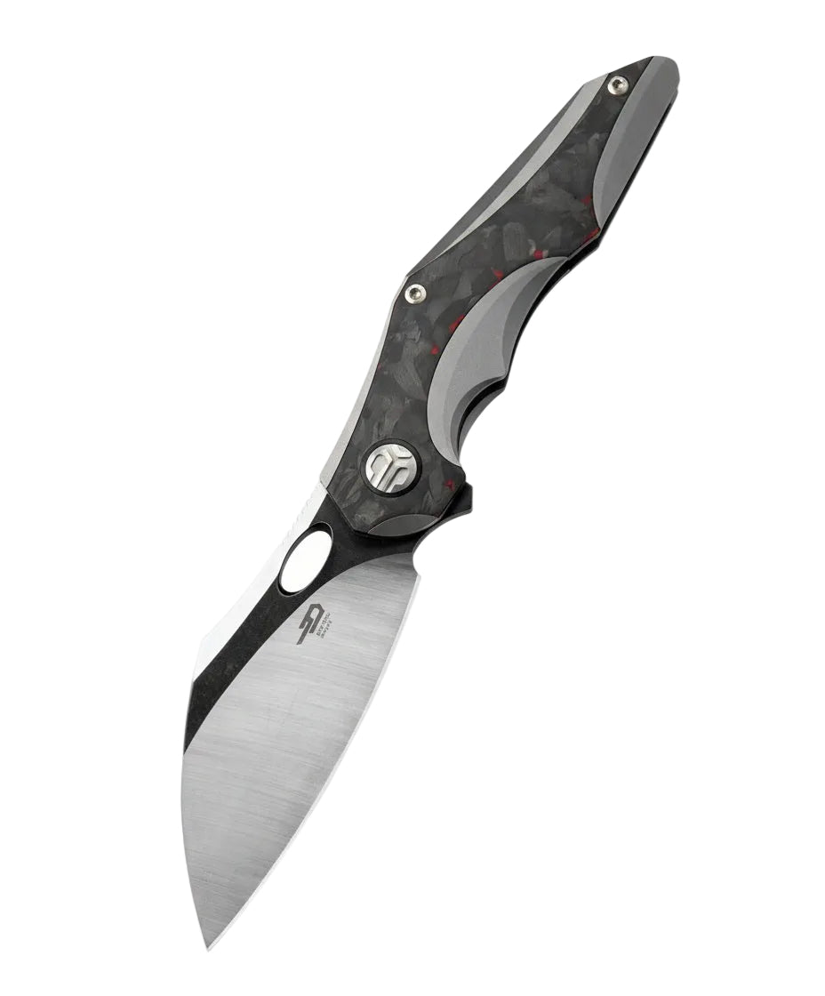 Bestech Nogard BT2105C M390 Blade Titanium+Black Red Marble Carbon Fiber Inlay Handle Frame Lock Folding Knife