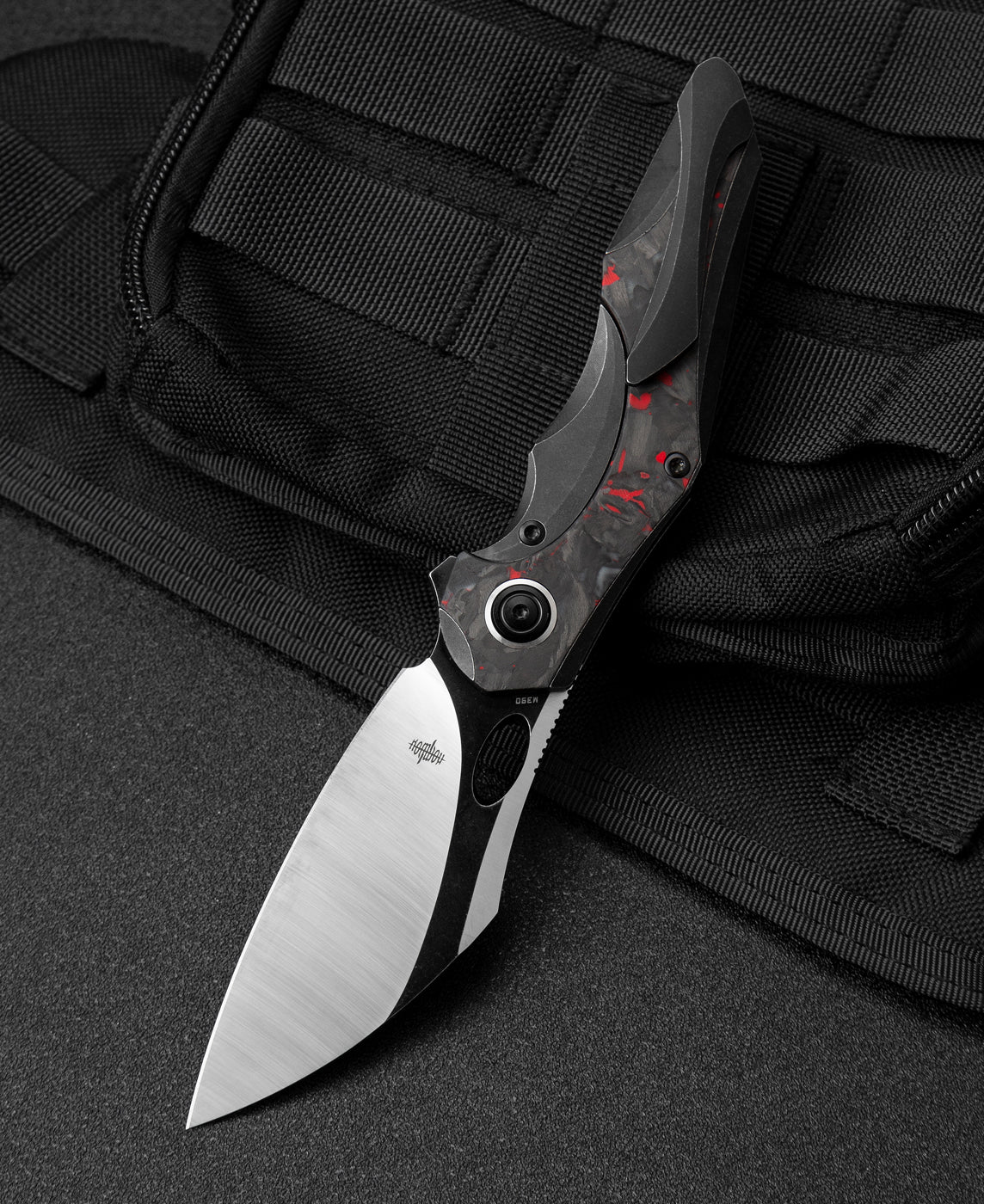 Bestech Nogard BT2105D M390 Blade Titanium+Black Red Marble Carbon Fiber Inlay Handle Frame Lock Folding Knife