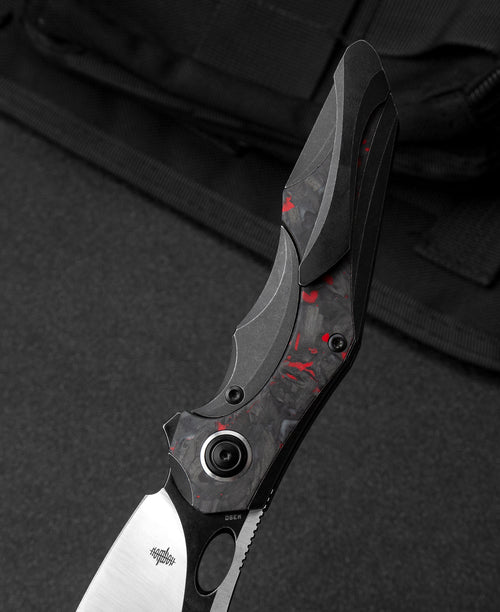 Bestech Nogard BT2105D M390 Blade Titanium+Black Red Marble Carbon Fiber Inlay Handle Frame Lock Folding Knife