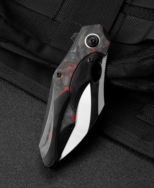 Bestech Nogard BT2105D M390 Blade Titanium+Black Red Marble Carbon Fiber Inlay Handle Frame Lock Folding Knife