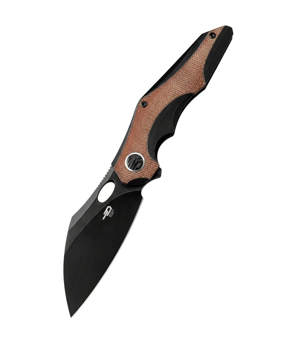 Bestech Nogard BT2105E M390 Blade Titanium+Natural Canvas Micarta Inlay Handle Frame Lock Folding Knife