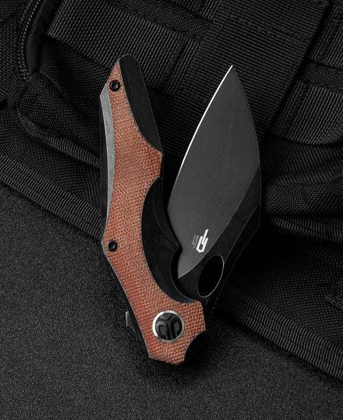 Bestech Nogard BT2105E M390 Blade Titanium+Natural Canvas Micarta Inlay Handle Frame Lock Folding Knife