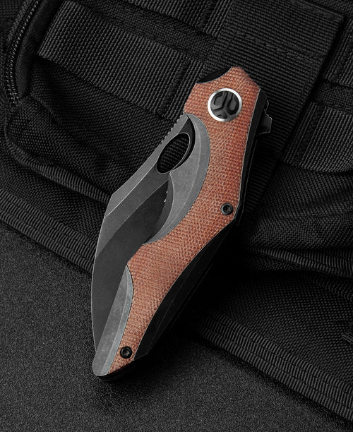 Bestech Nogard BT2105E M390 Blade Titanium+Natural Canvas Micarta Inlay Handle Frame Lock Folding Knife