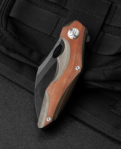 Bestech Nogard BT2105F M390 Blade Titanium+Natural Canvas Micarta Inlay Handle Frame Lock Folding Knife