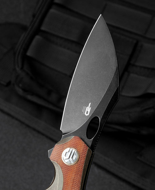 Bestech Nogard BT2105F M390 Blade Titanium+Natural Canvas Micarta Inlay Handle Frame Lock Folding Knife