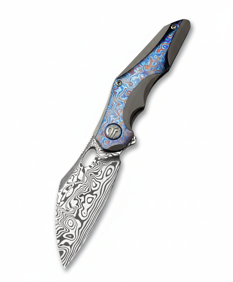 Bestech Nogard BT2105G Damascus Blade Titanium+Timascus Inlay Handle Frame Lock Folding Knife