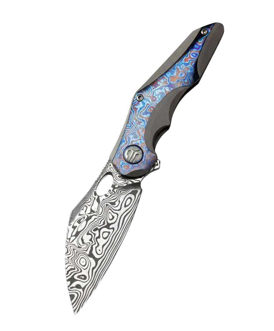 Bestech Nogard BT2105G Damascus Blade Titanium+Timascus Inlay Handle Frame Lock Folding Knife