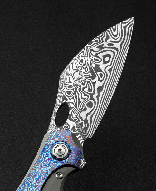 Bestech Nogard BT2105G Damascus Blade Titanium+Timascus Inlay Handle Frame Lock Folding Knife