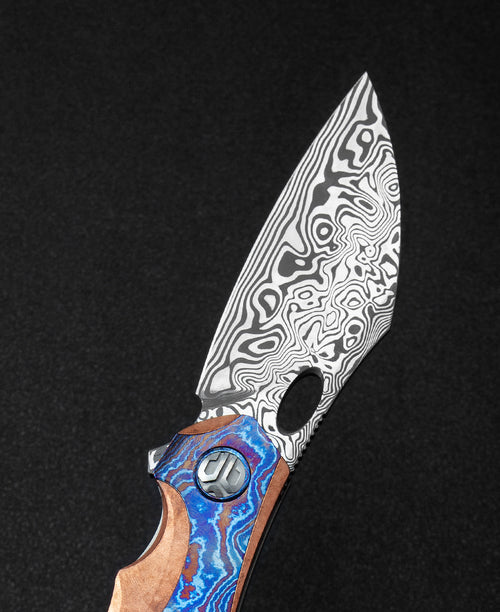 Bestech Nogard BT2105H Damascus Blade Red Copper Titanium+Timascus Inlay Handle Frame Lock Folding Knife