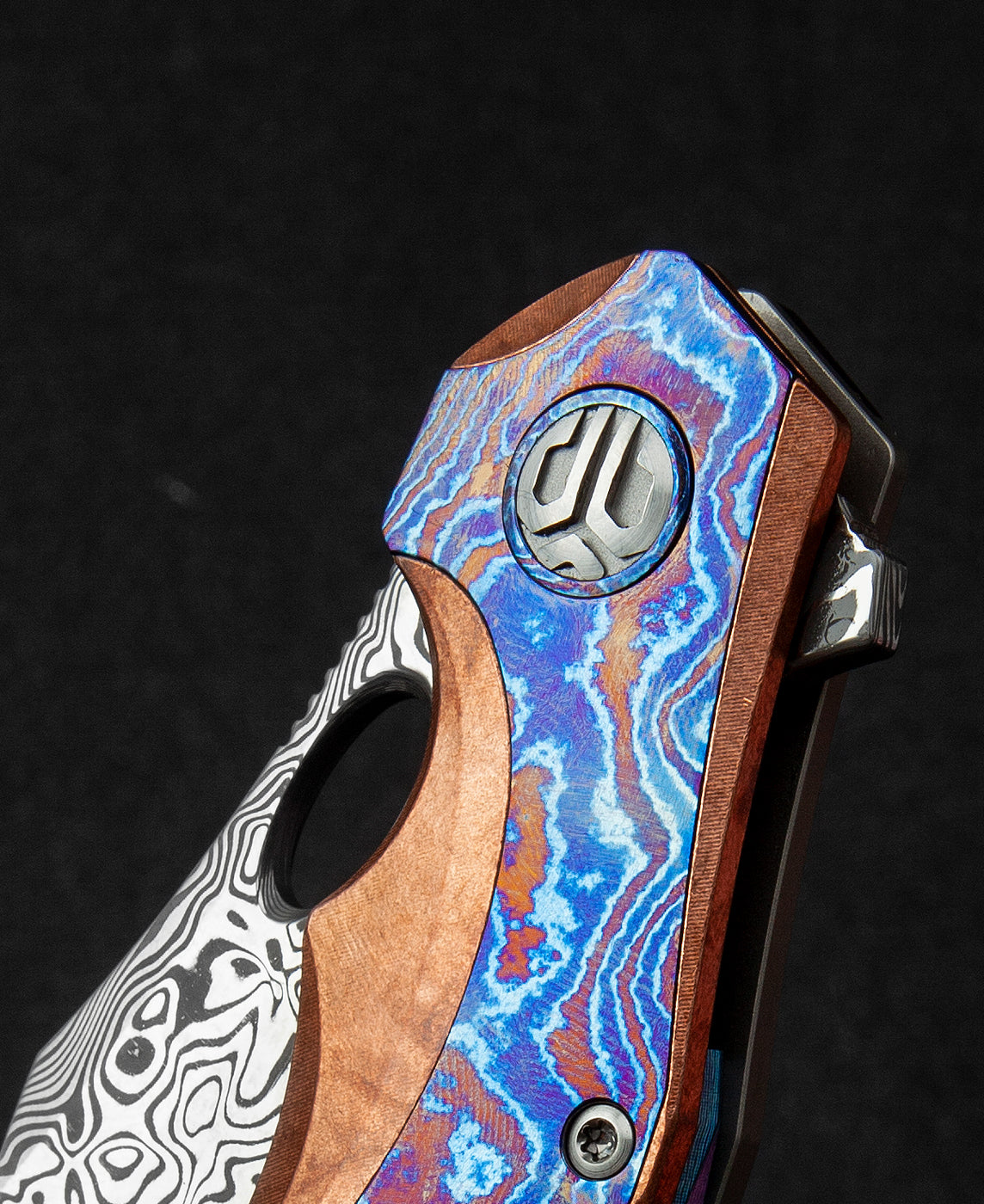 Bestech Nogard BT2105H Damascus Blade Red Copper Titanium+Timascus Inlay Handle Frame Lock Folding Knife