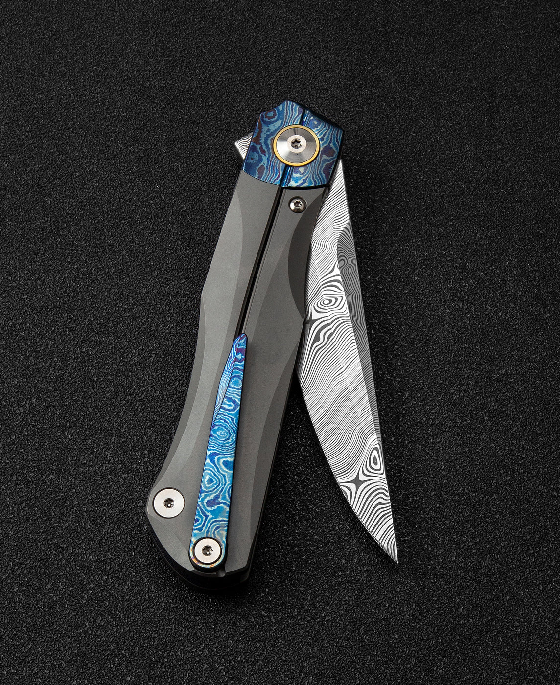 Bestech Thyra BT2106G Damascus Blade Titanium+Timascus Inlay Handle Frame Lock Folding Knife