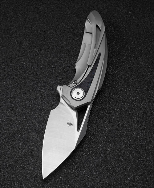 Bestech Nuke BT2107A M390 Blade Titanium+Black Blue Carbon Fiber Inlay Handle Frame Lock Folding Knife