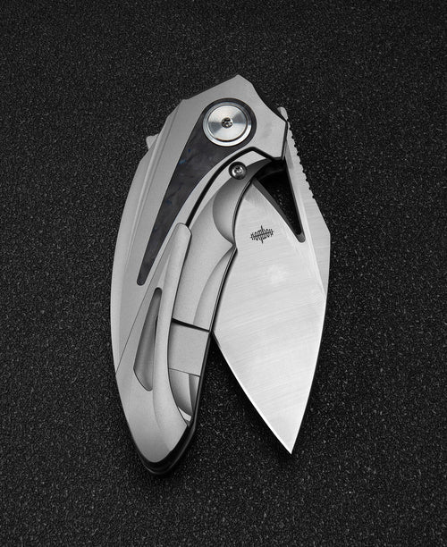 Bestech Nuke BT2107A M390 Blade Titanium+Black Blue Carbon Fiber Inlay Handle Frame Lock Folding Knife