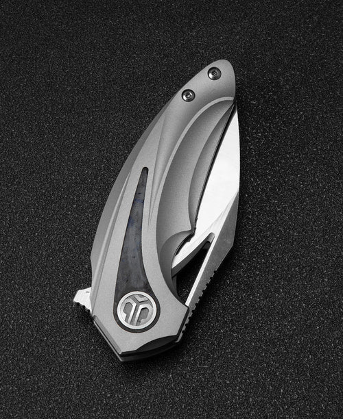 Bestech Nuke BT2107A M390 Blade Titanium+Black Blue Carbon Fiber Inlay Handle Frame Lock Folding Knife