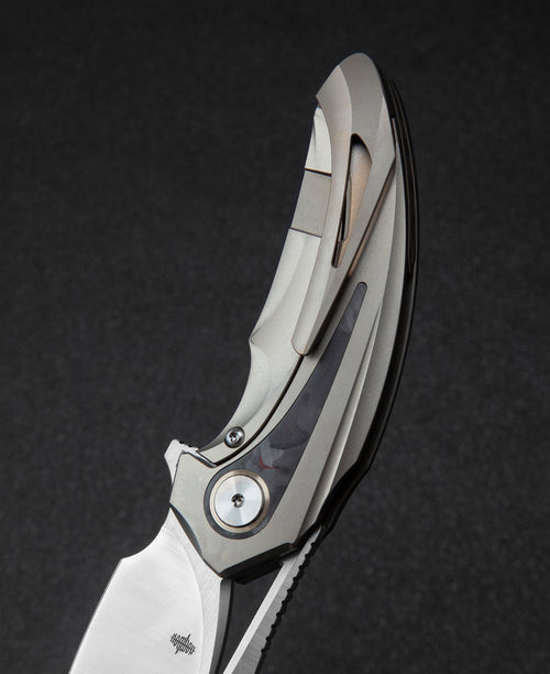 Bestech Nuke BT2107B M390 Blade Titanium+Black Red Marble Carbon Fiber Inlay Handle Frame Lock Folding Knife