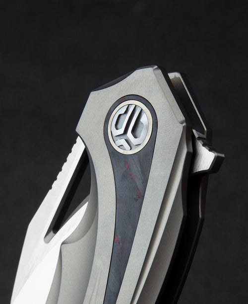 Bestech Nuke BT2107B M390 Blade Titanium+Black Red Marble Carbon Fiber Inlay Handle Frame Lock Folding Knife