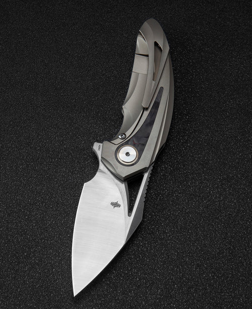 Bestech Nuke BT2107B M390 Blade Titanium+Black Red Marble Carbon Fiber Inlay Handle Frame Lock Folding Knife