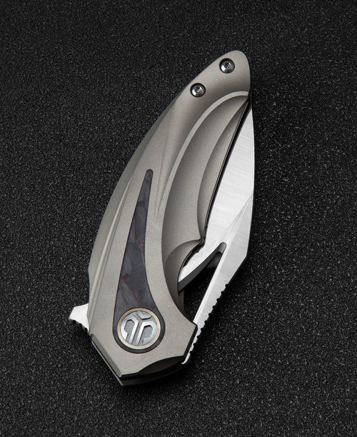 Bestech Nuke BT2107B M390 Blade Titanium+Black Red Marble Carbon Fiber Inlay Handle Frame Lock Folding Knife