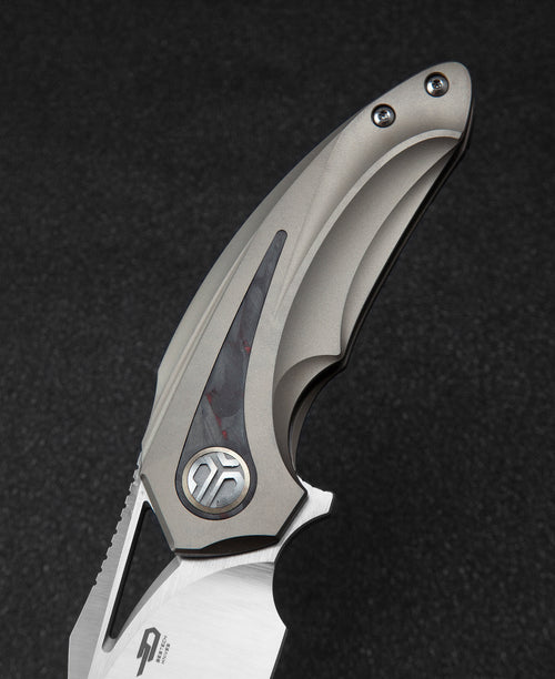 Bestech Nuke BT2107B M390 Blade Titanium+Black Red Marble Carbon Fiber Inlay Handle Frame Lock Folding Knife