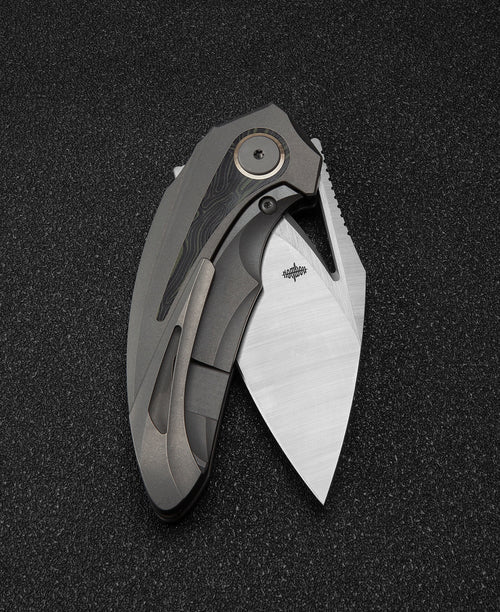 Bestech Nuke BT2107C M390 Blade Titanium+Black Red Marble Carbon Fiber Inlay Handle Frame Lock Folding Knife