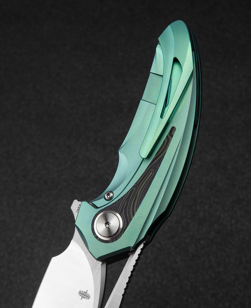 Bestech Nuke BT2107D M390 Blade Titanium+Black Green G10 Handle Frame Lock Folding Knife