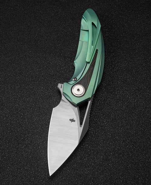 Bestech Nuke BT2107D M390 Blade Titanium+Black Green G10 Handle Frame Lock Folding Knife