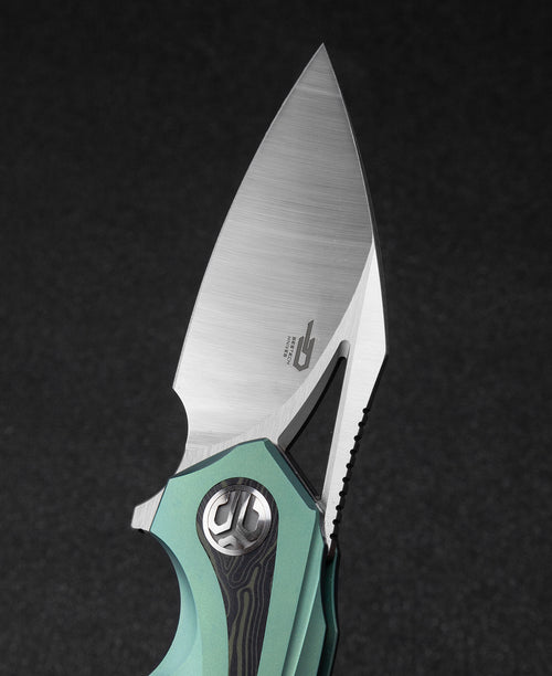 Bestech Nuke BT2107D M390 Blade Titanium+Black Green G10 Handle Frame Lock Folding Knife