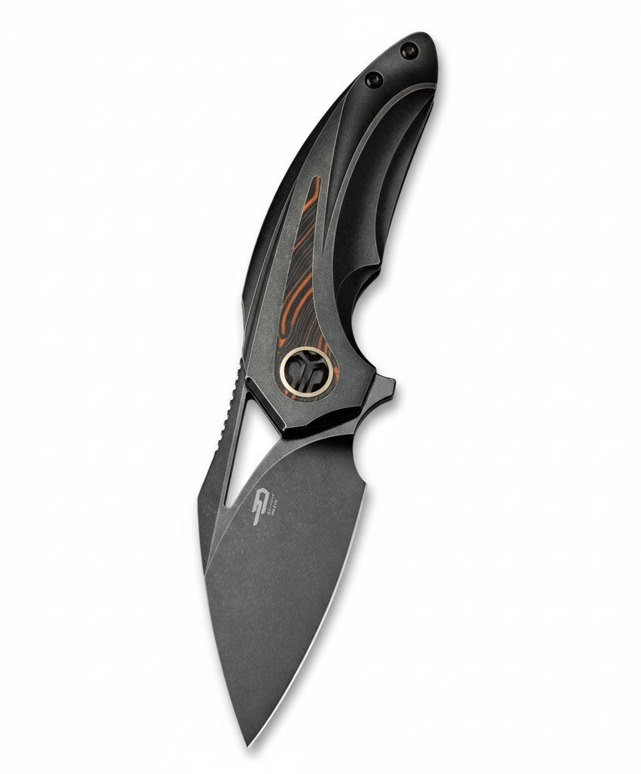 Bestech Nuke BT2107E M390 Blade Titanium+Black Orange G10 Handle Frame Lock Folding Knife