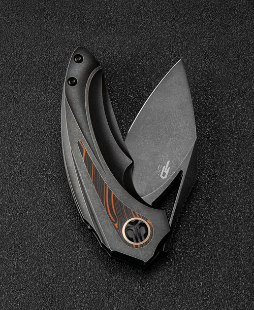 Bestech Nuke BT2107E M390 Blade Titanium+Black Orange G10 Handle Frame Lock Folding Knife