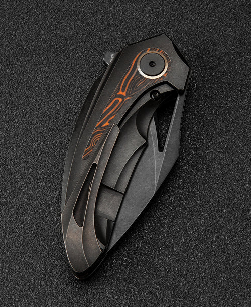 Bestech Nuke BT2107E M390 Blade Titanium+Black Orange G10 Handle Frame Lock Folding Knife