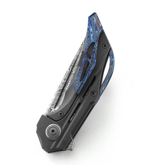 Bestech Vigil BT2201F Damascus Blade Titanium Handle Frame Lock Folding Knife