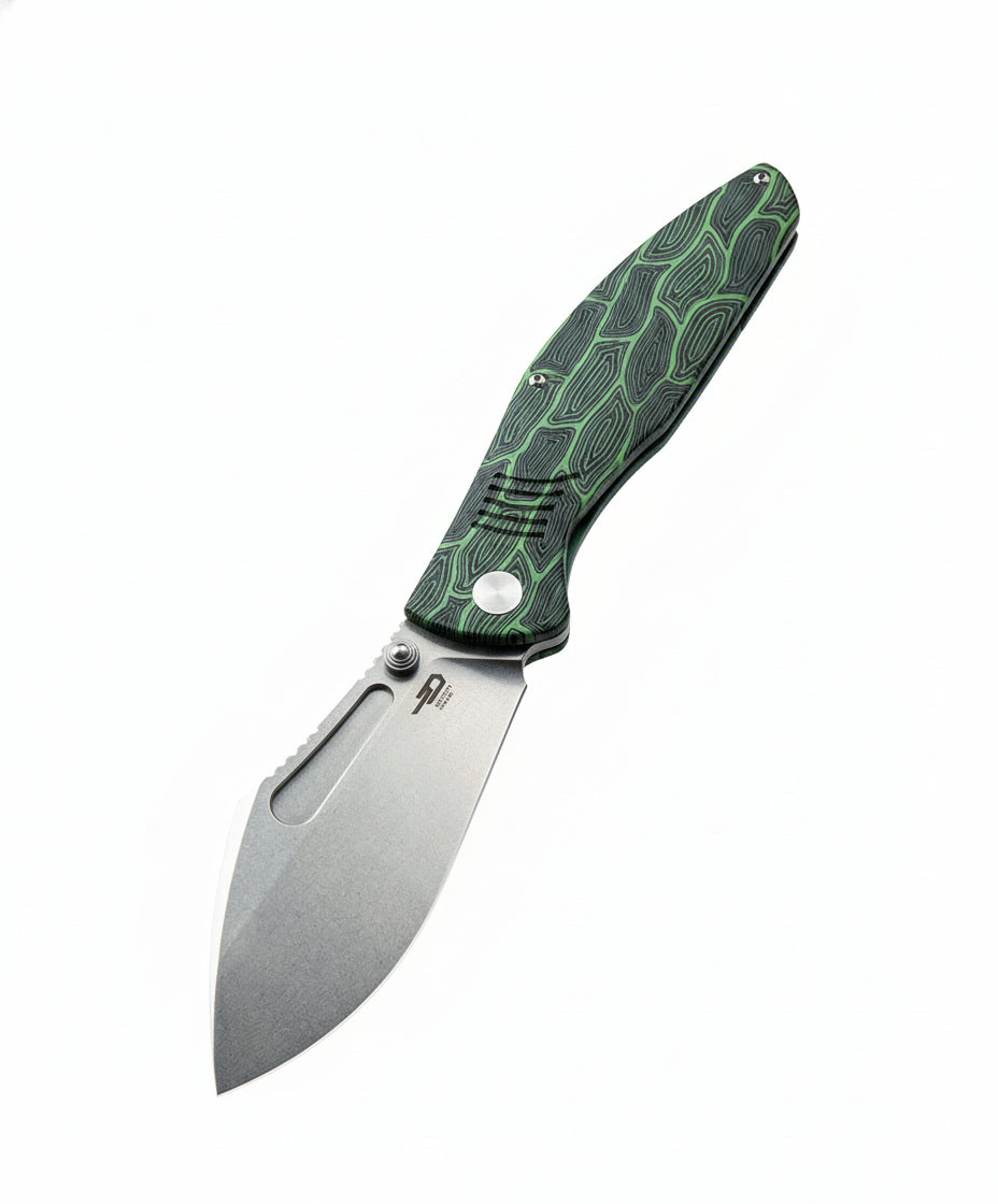 Bestech Lockness BT2205A M390 Blade Black Green G10+Titanium Handle Frame Lock Folding Knife