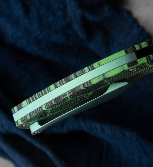 Bestech Lockness BT2205A M390 Blade Black Green G10+Titanium Handle Frame Lock Folding Knife