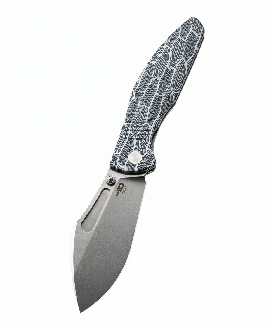 Bestech Lockness BT2205B M390 Blade Black White G10+Titanium Handle Frame Lock Folding Knife