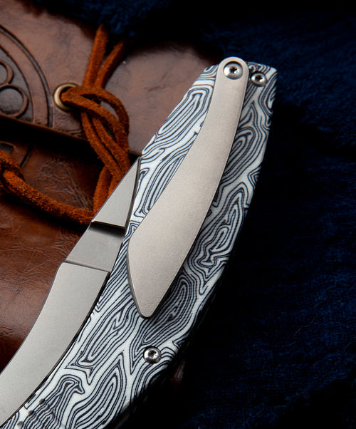 Bestech Lockness BT2205B M390 Blade Black White G10+Titanium Handle Frame Lock Folding Knife